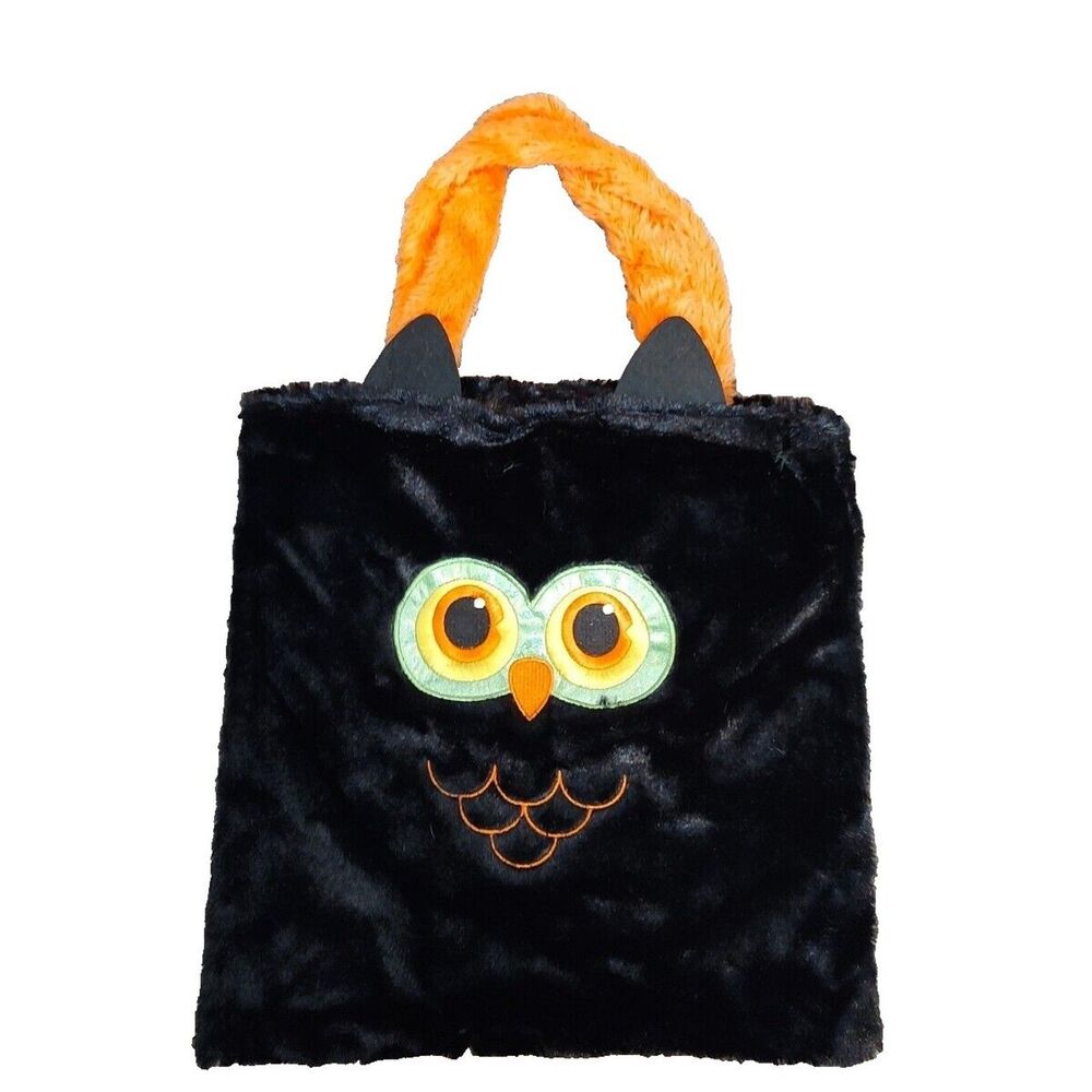 Old East Main Co Silly Face Owl Furry Novelty Treat Book Toy Craft Bag Tote Fun